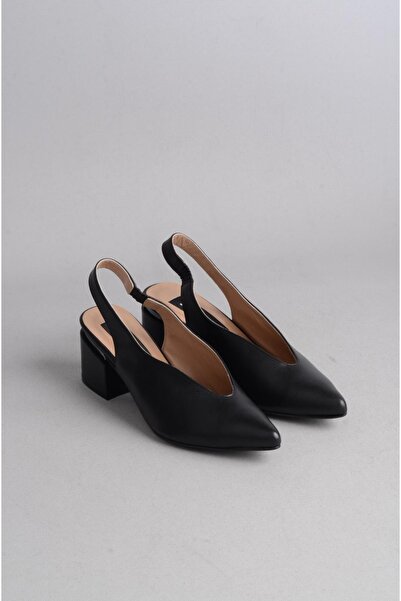 SEÇ KUNDURA Pantofi de damă cu toc din piele naturală - SEÇ 9627 negru (înălțime toc: 6 cm)