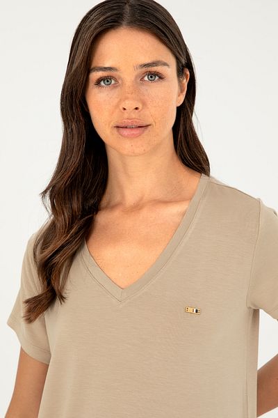 U.S. Polo Assn. Tricou de bază kaki deschis pentru femei 50286824 -VR183