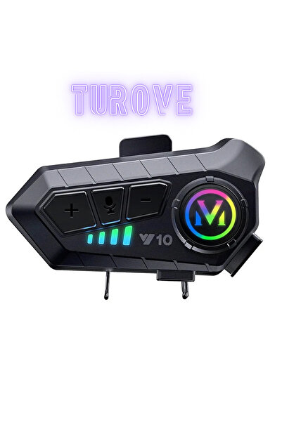 TUROVE RGB Işıklı 5.3 Bluetooth Ses Geçirmez Kask Kulaklık İntercom Otomotik ...