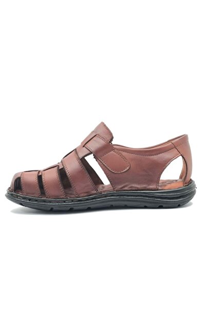 Kocamanlar Ayakkabı Kocamanlar - 100% Genuine Leather Men's Sandals, Full Orthopedic - TABA