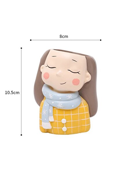 TARÇIN TASARIM Atkılı Kız Saksı,Hediyelik,Eşya,Kaktüs ve Sukulent Seti,Dekora...