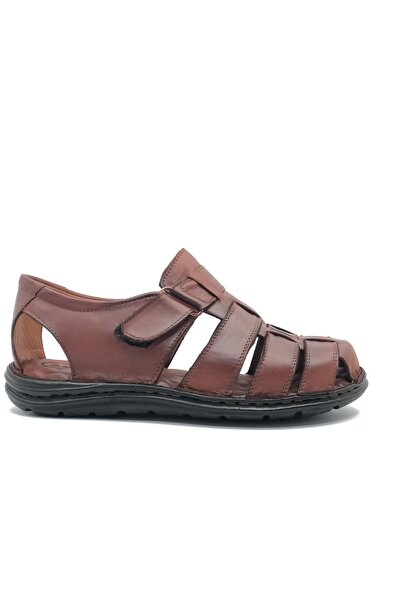 Kocamanlar Ayakkabı Kocamanlar - 100% Genuine Leather Men's Sandals, Full Orthopedic - TABA