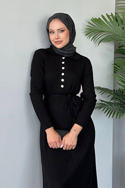 Şulemoda Giyim Μαύρο πλεκτό φόρεμα Madonna