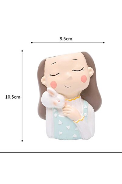 TARÇIN TASARIM Tavşanlı Kız Saksı,Hediyelik,Eşya,Kaktüs ve Sukulent Seti,Deko...