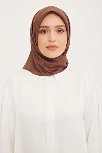 Armine Eșarfă din mătase Tivil, culoare uni maro - E22YA0010D02-38