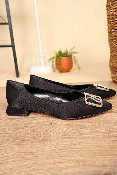 Kids Club Shoes Balerini de damă din satin - cu cataramă Feles, NEGRI