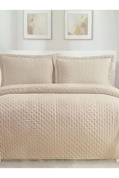YGT Home Helena Beige Double Bed Set - Flywheel Pillow Case 240X260