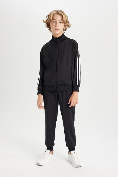 DeFacto Boy's Sweatshirt and Jogger Tracksuit Set - Zippered, Rubber Waist, D2042A824Au