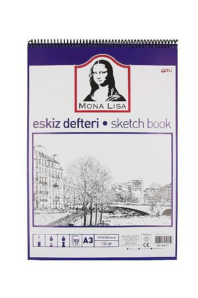 Ethab Ticaret Mona Lisa A3 Wire - Südor Sketchbook, 120 Gr 50 Sheets