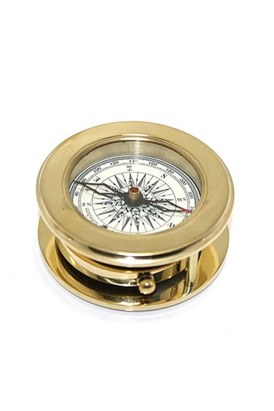 Bare & Bold Brass Lens Compass with Wooden Box 16040
