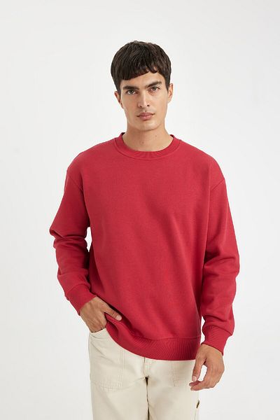 DeFacto Übergroßes, gerades, dickes Basic-Sweatshirt mit Rundhalsausschnitt T5139az24au