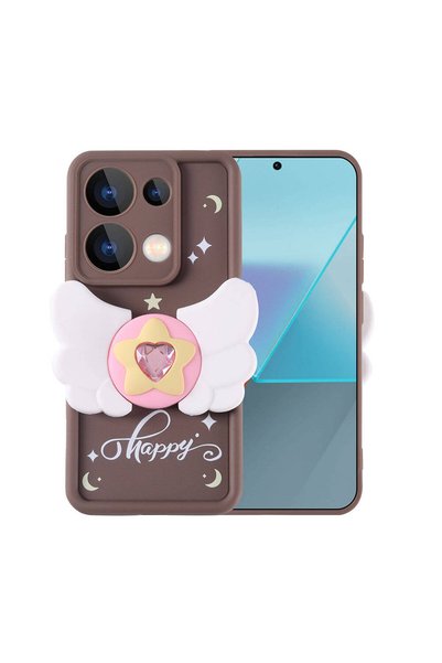 Techaks حافظة Poco M6 Pro 4G مع تصميم شكل حماية للكاميرا Zore Kapya - بني داكن
