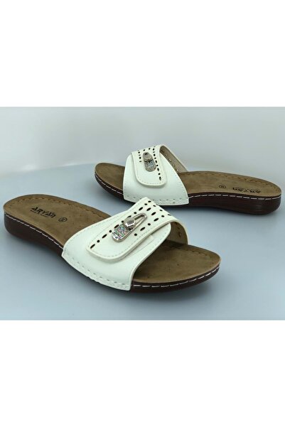 Kocamanlar Ayakkabı Aryan 11-056 Жіночі ортопедичні капці БІЛІ