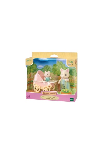 Genel Markalar 5683 Sylvanian Families Çiçekli Kedi Baba ve Bebek Arabası Set...