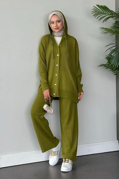 Şulemoda Giyim Λάδι Πράσινο Μινεράλ Τρίκα Σατ Σέτ