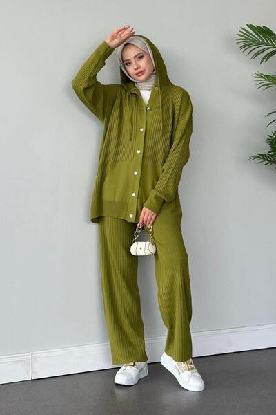 Şulemoda Giyim Λάδι Πράσινο Μινεράλ Τρίκα Σατ Σέτ