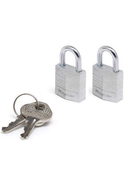 STOREMAX Lock 9120Eurtcc 2 Pieces Padlock Set with Key Made of Solid Aluminum, Gray, 2 X 3.4 X 1.4