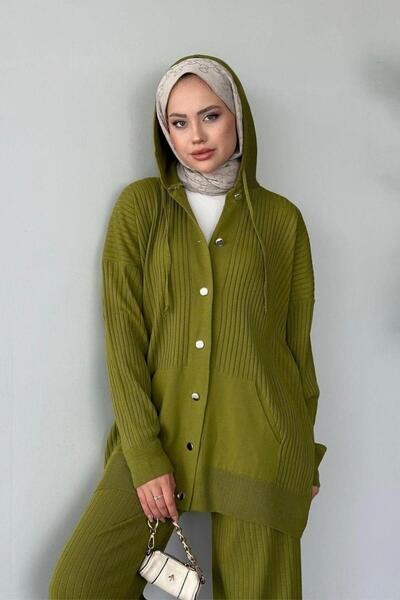 Şulemoda Giyim Λάδι Πράσινο Μινεράλ Τρίκα Σατ Σέτ