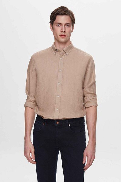 D'S Damat Πουκάμισο Comfort Mink Flared 100% λινό