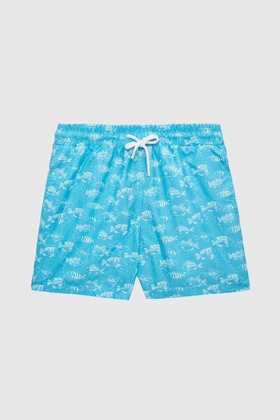 D'S Damat Μαγιό με σορτς με κανονική εφαρμογή με τιρκουάζ στάμπα