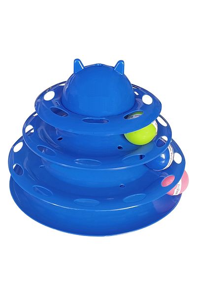 Wovna 3 Tiers Cat Toy with Cat Head Bulk Tower 18-23 cm Blue