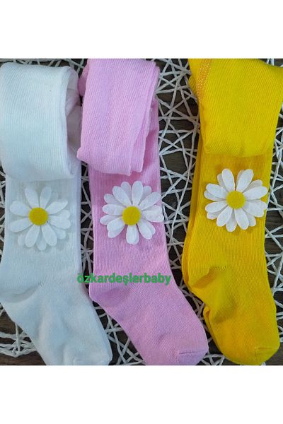 ÖZKARDEŞLER BABY Комплект от 3 плетени чорапи с маргаритка за бебе и дете