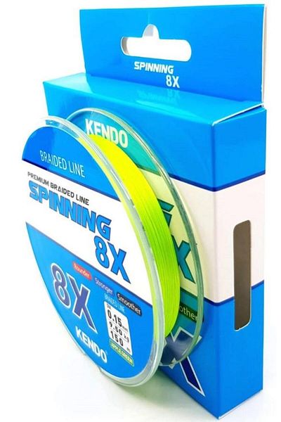Kendo 8x Y斗rtıng 150 Meter Örgü İp (ЯБЪЛКОВО ЗЕЛЕНА) 0.13 мм