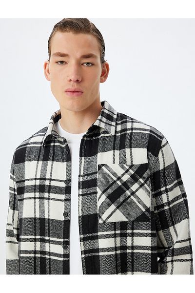Koton Long Sleeve Lumberjack Shirt - Winter Pocket Detail, Cotton Blend