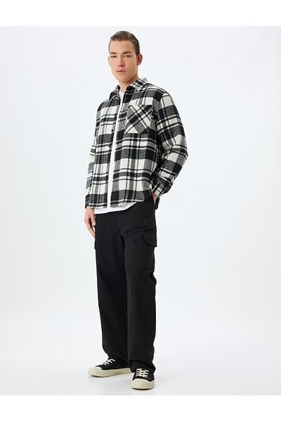 Koton Long Sleeve Lumberjack Shirt - Winter Pocket Detail, Cotton Blend