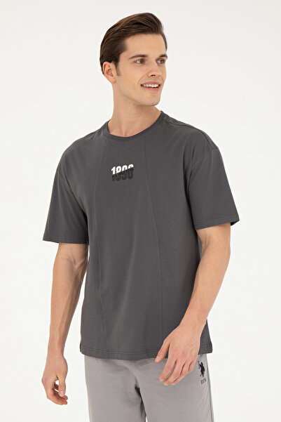 U.S. Polo Assn. Tricou pentru bărbați, cu decolteu, antracit, 50287049-VR006