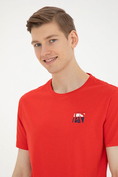U.S. Polo Assn. Men's Regular Fit Crew Neck Red T-Shirt 50287084 -Vr030