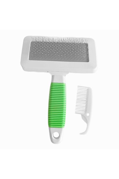 Angoravi Cat Dog Comb with Cleaning Apparatus 9.5 Cm-14 cm Medium Green
