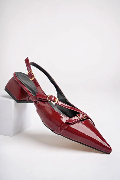 Sapin Thick Heeled Patent Leather Women's Shoes - Open Back Full Mold Recommended 72800