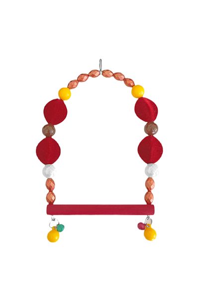 WESBUM STORE Burgundy Velvet Beaded Bird Swing with Perch 10-16 Cm