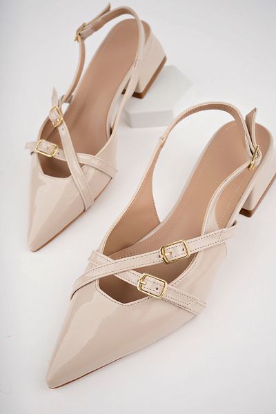 Sapin Thick Heeled Patent Leather Women's Shoes - Open Back Full Fit Size Recommended 72800
