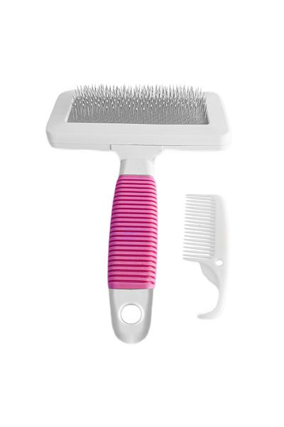 kapsulavm 9.5-14 cm Medium PinK Cat Dog Comb - with Cleaning Apparatus