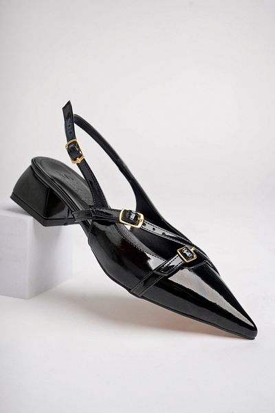 Sapin Thick Heeled Patent Leather Women's Shoes - Open Back Full Fit Size Recommended 72800