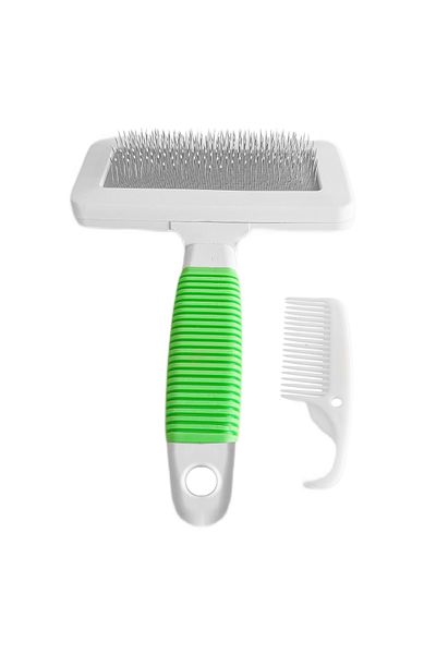 Angoravi Cat Dog Comb with Cleaning Apparatus 9.5 Cm-14 cm Medium Green