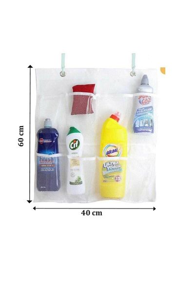 kapsulavm 8 Pocket Hanging Kitchen Bathroom Organizer Hanging Mesh Organizer