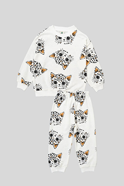 ÇİTİL طقم سويت شيرت مطبوع عليه قطة للأعمار من 2 إلى 5 سنوات