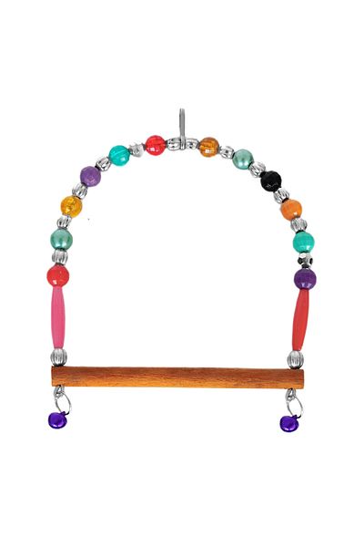 kapsulavm Wooden Stork Transparent Beaded Bird Swing 10-12 cm Colorful