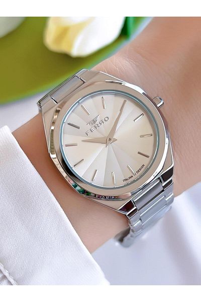 FERRO 3 Atm Water Resistant Steel Cord Ion Coated Women's Wristwatch and Bracelet Set - Efl21470-Ya