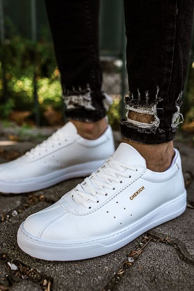 Paolo Zaccardi P063 Star-X Orthopedic Sole Ανδρικά αθλητικά παπούτσια - Casual Skin White Sports Shoes