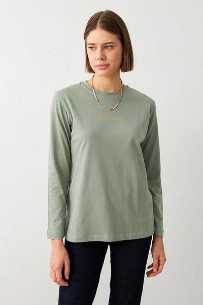 Setre Çağla Print Detailed Long Sleeve Crew Neck Sweatshirt