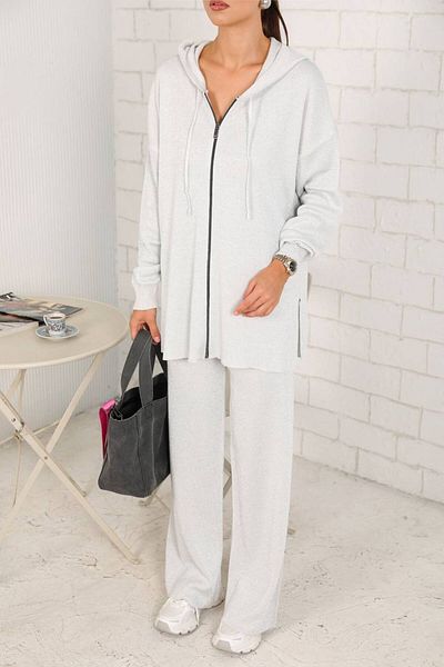 Molly Nelly Women's Glitter Mercerized Knitwear Cardigan Set with Trousers