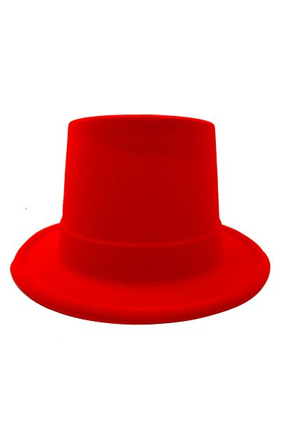 nuit dose Red Color Plastic Nubuck Velvet Flock Coated Fedora Hat 11 cm
