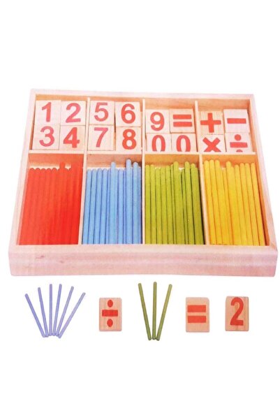 Genel Markalar Ahşap Matematik Toplama Çıkarma Kutusu Çubuklu Montesorri Etkinli Tangram Hediyeli