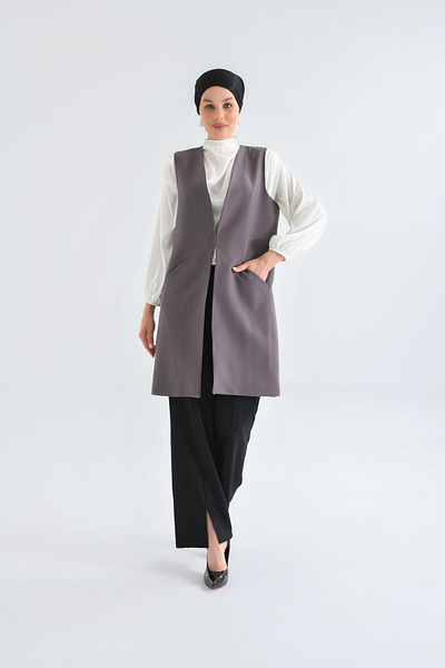 Saade Anthracite Comfortable Cut Vest with Agraf Closure Pocket