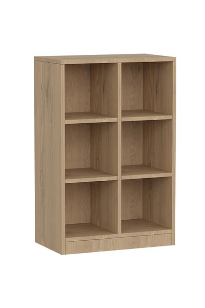 Mahmayi Wooden Display Shelves with 6 Storage Compartment, Freestanding, Light Imperia