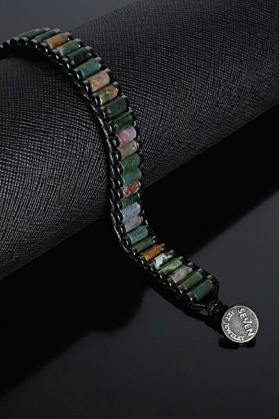 Seven Art Jewelry Doğal Taş Bileklik, Hint Akiği Bileklik, Silindir Akik Bileklik, Kadın Bileklik, Erkek Bileklik
